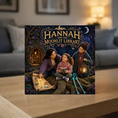 Hannah and the Moonlit Library — personalized children's storybook idea